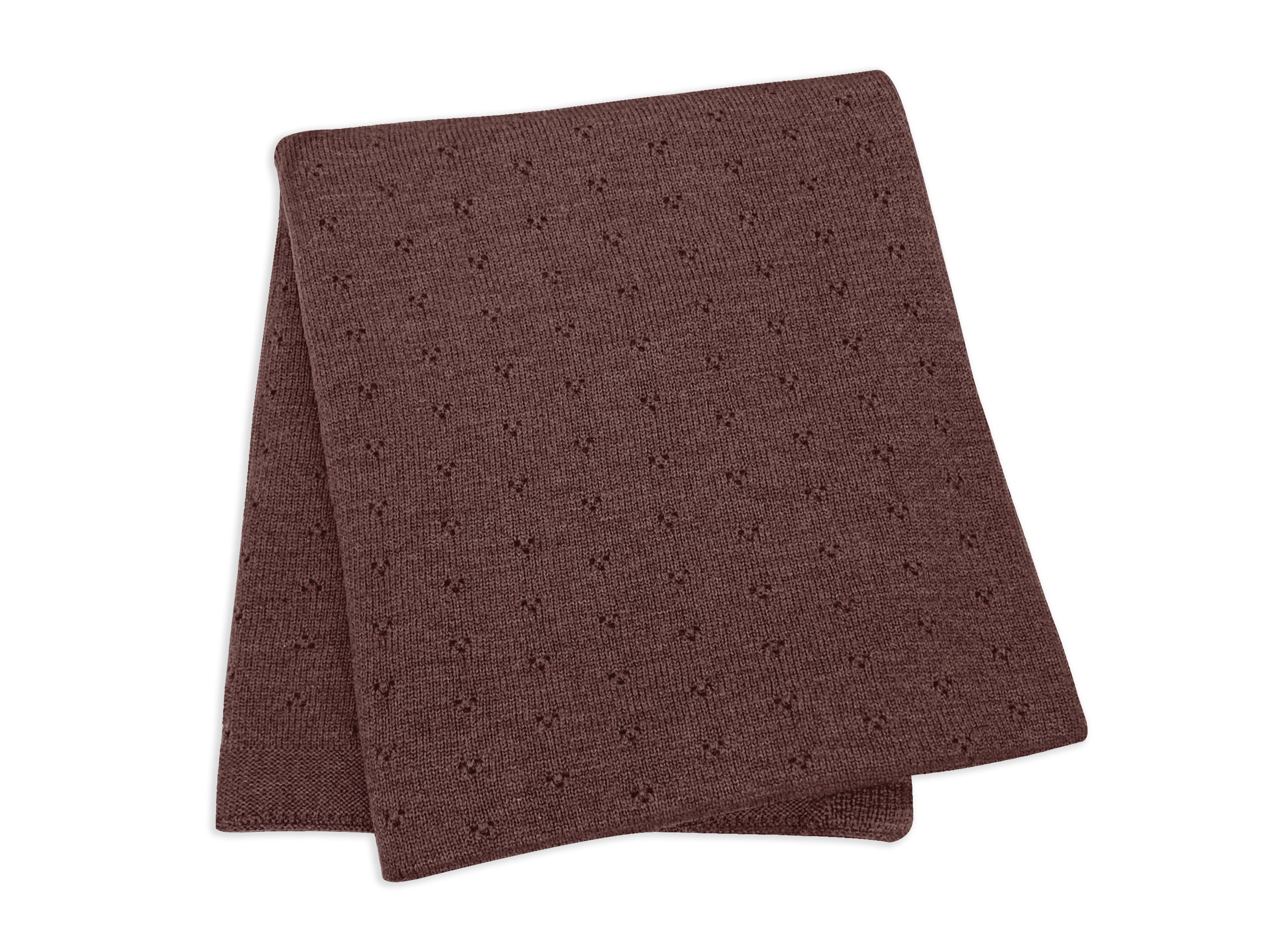 Blanket "Ida" with ajour pattern in camel melange