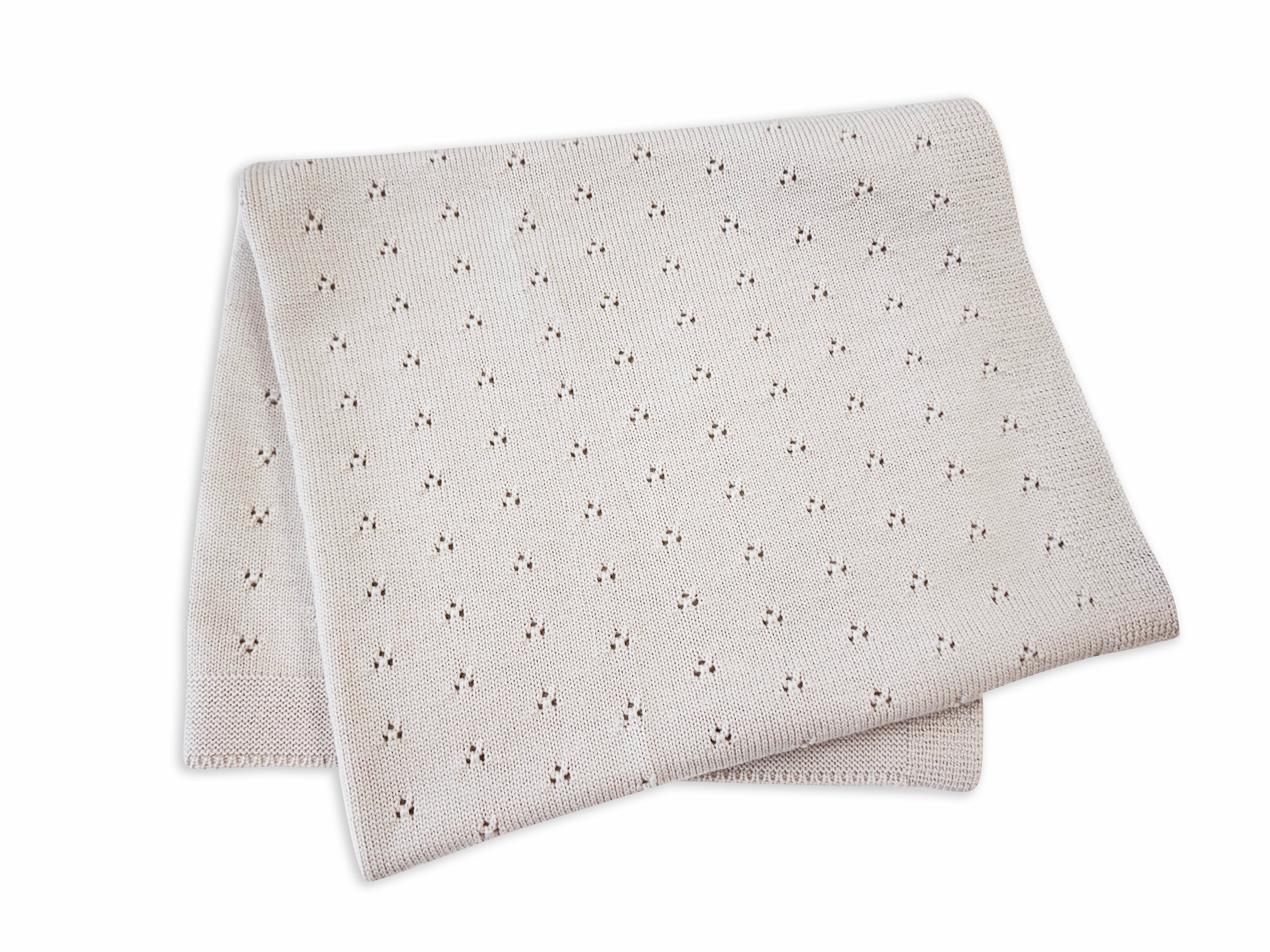 Blanket "Ida" with ajour pattern in camel melange