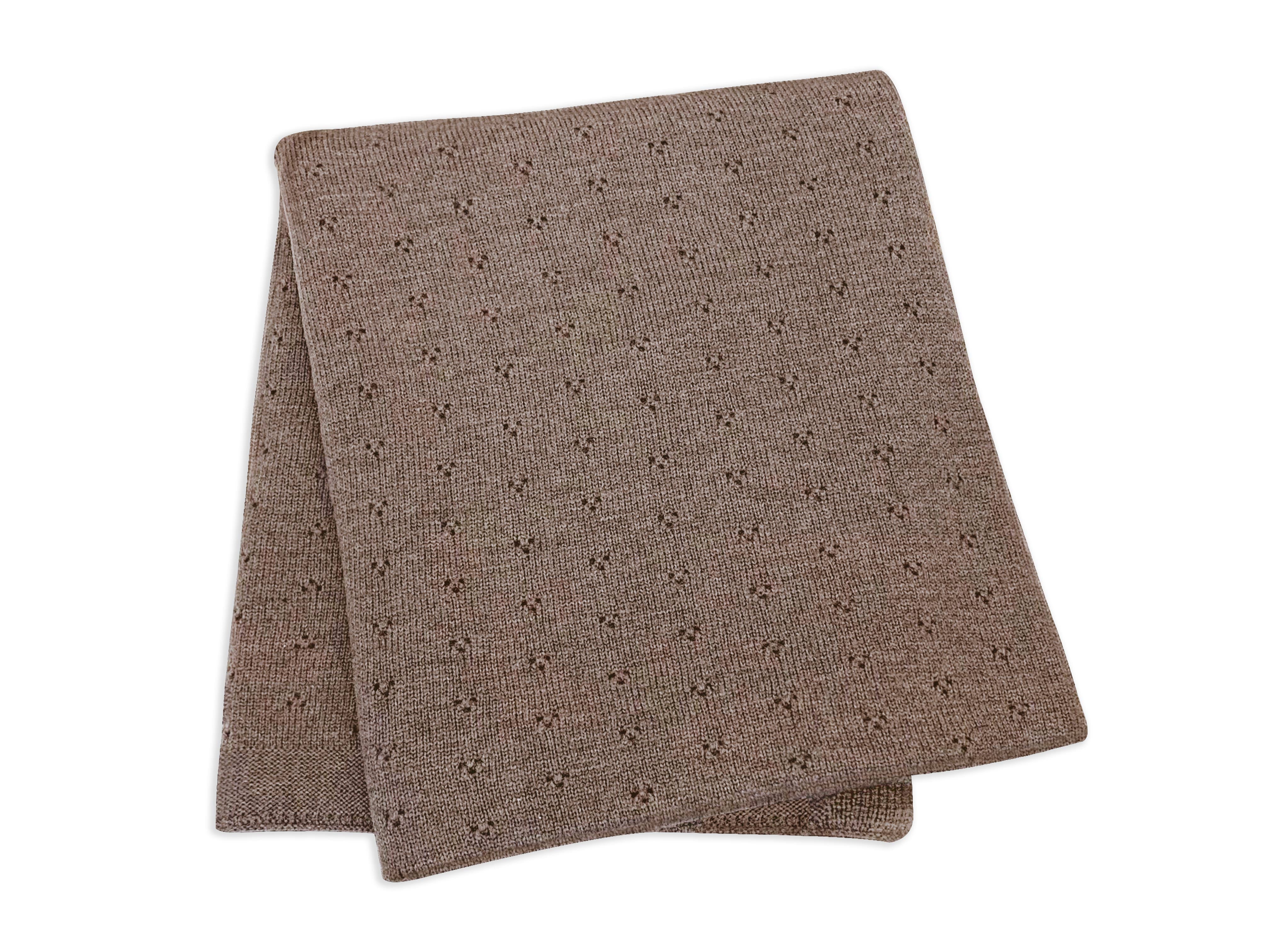 Blanket "Ida" with ajour pattern in camel melange