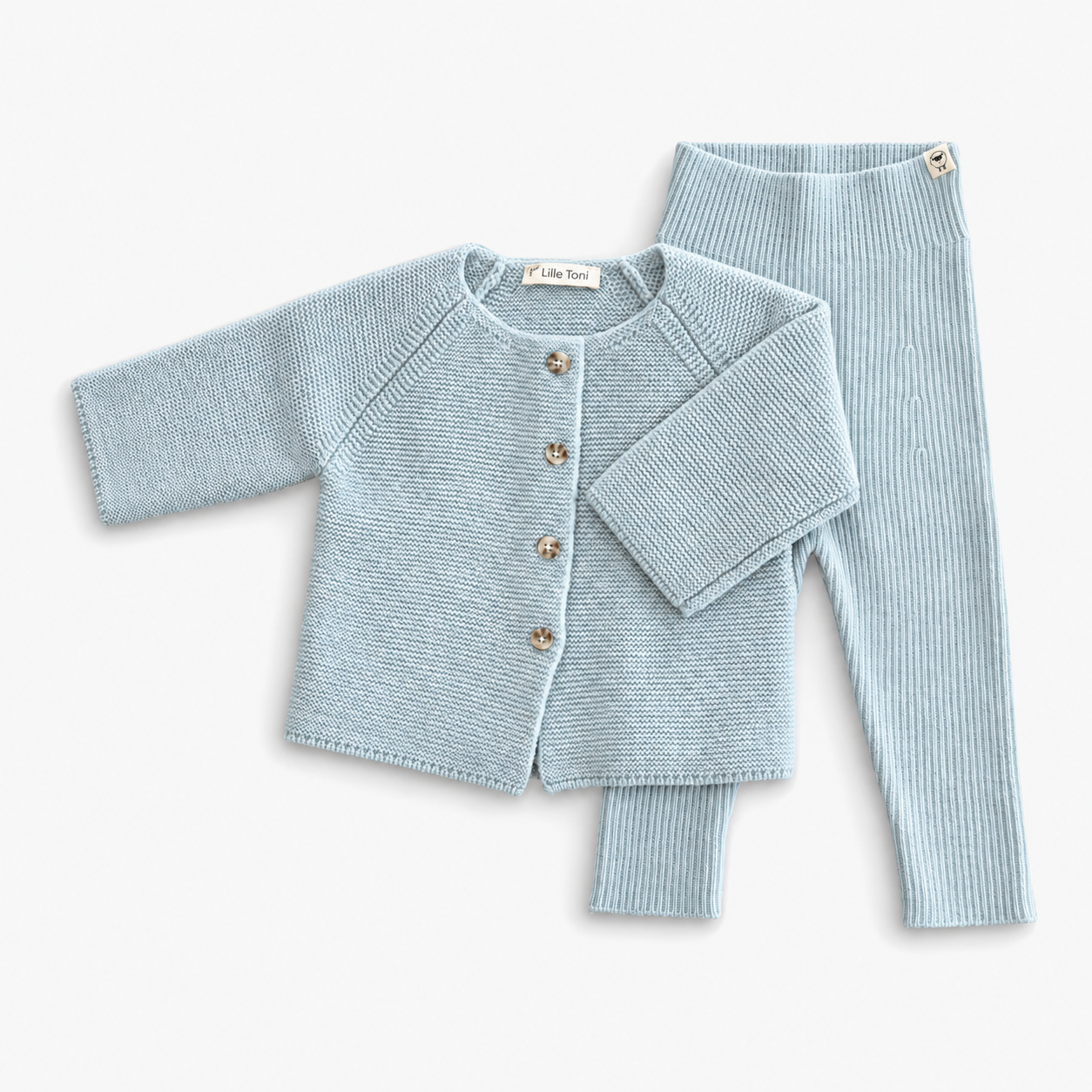 Geschenkset aus Cardigan "Emil" & Leggings "Finn" in dusty sage