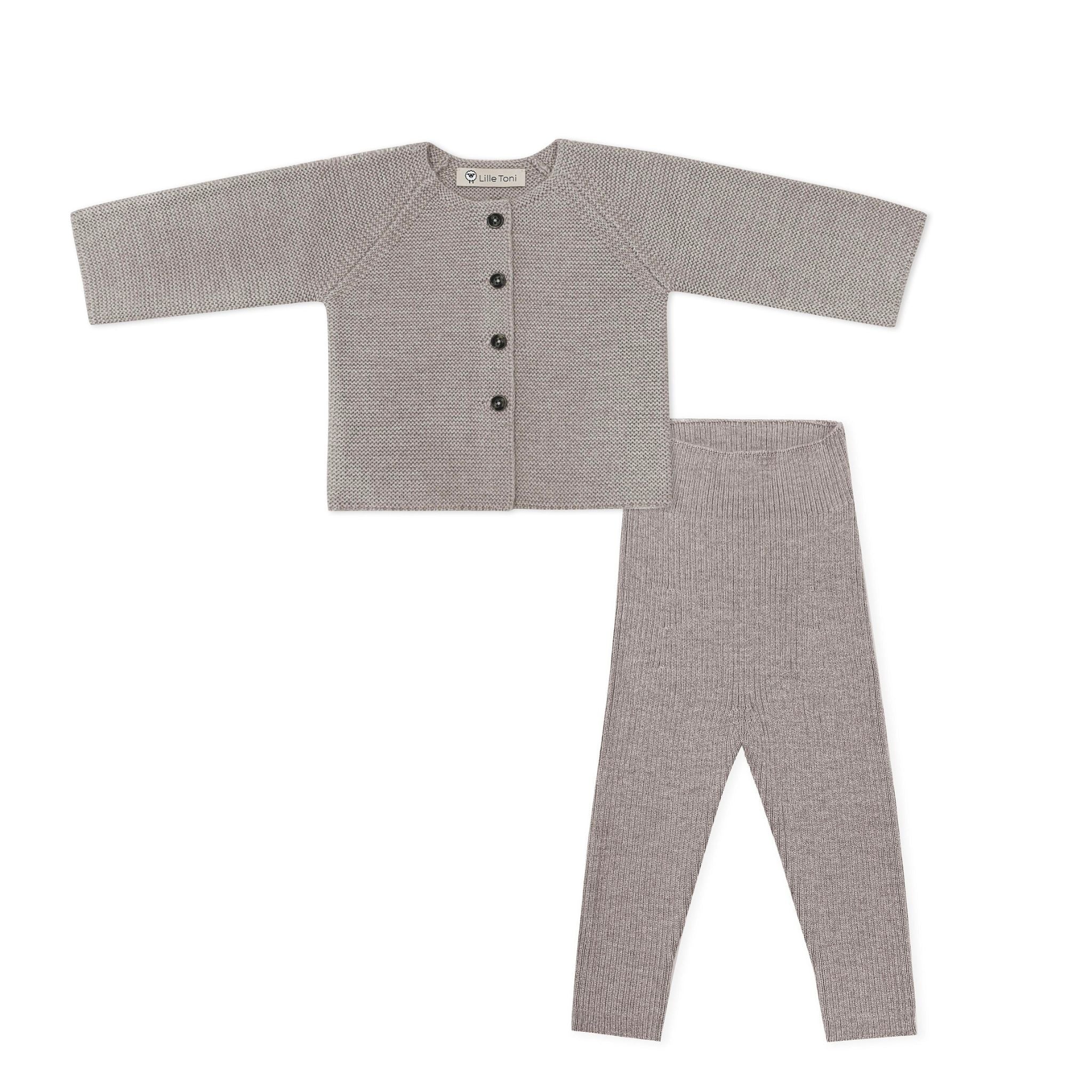 Gift set consisting of "Emil" cardigan & "Finn" leggings in camel melange