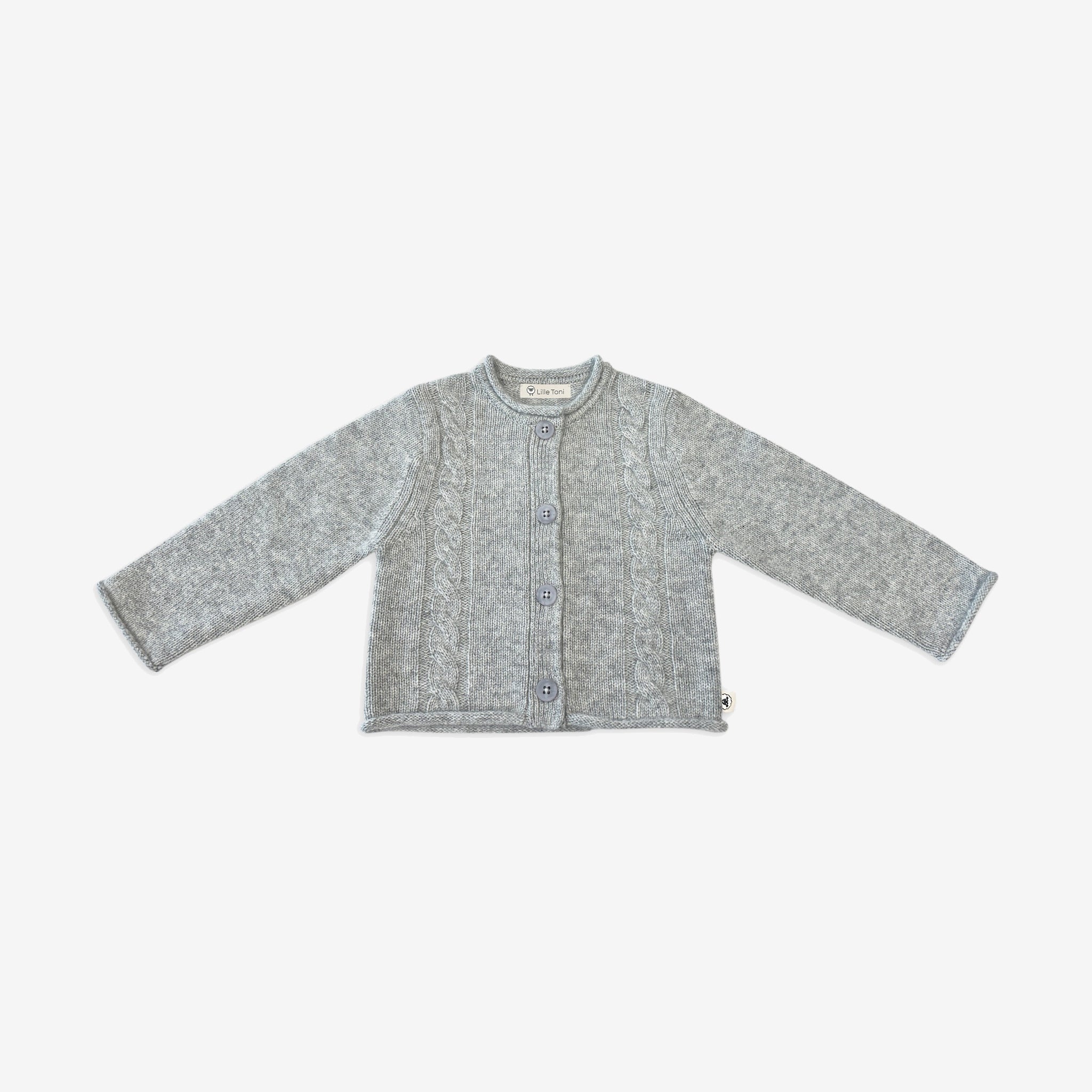 Cable knit cardigan ''Carlo'' in gray melange