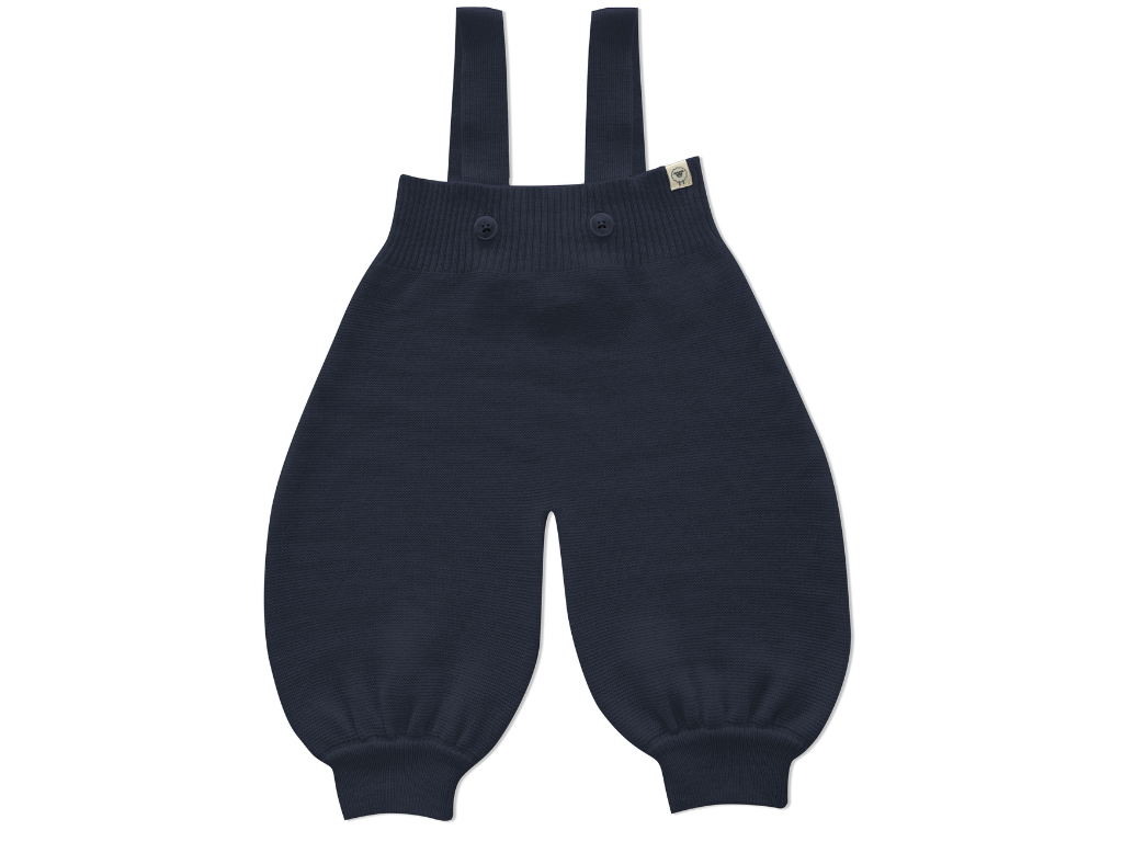 Babylatzhose in marine aus feiner Merinowolle mit zwei Knöpfen zum Verstellen der Träger