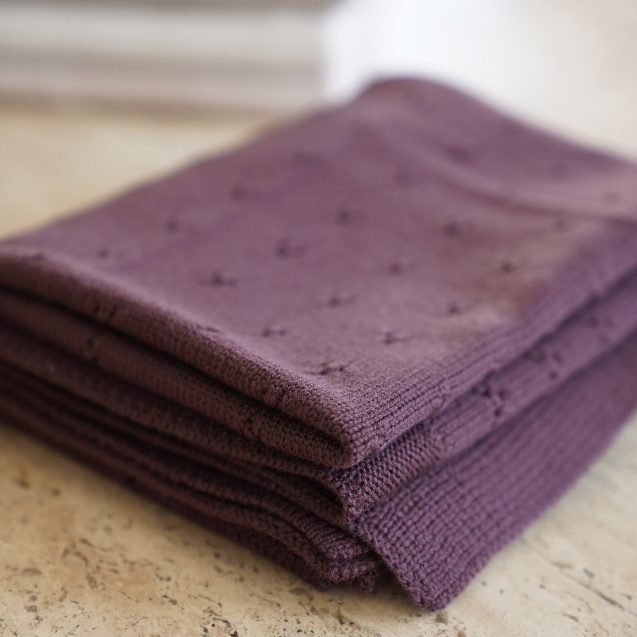 Blanket "Ida" with ajour pattern in camel melange