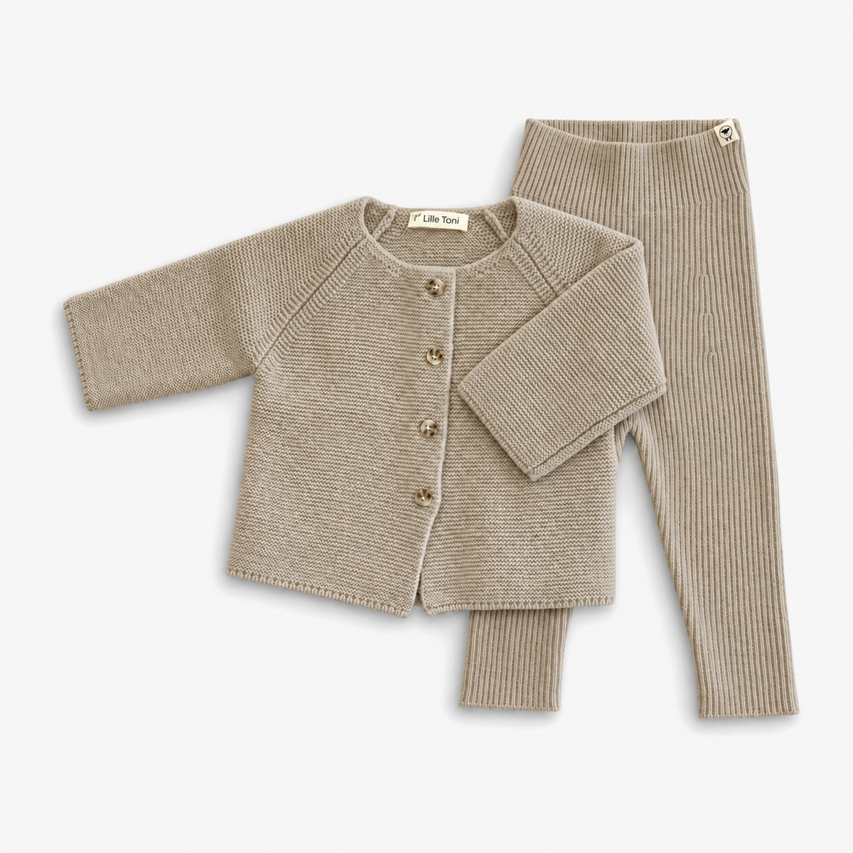 Geschenkset aus Cardigan "Emil" & Leggings "Finn" in new sand