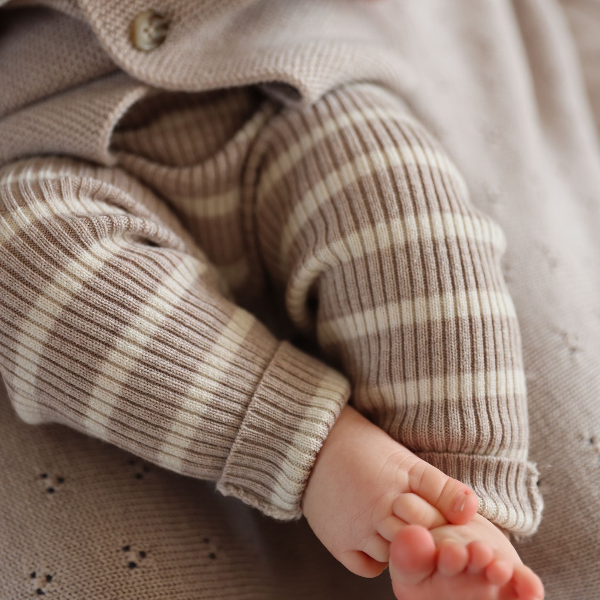 Leggings "Finn" in camel creme gestreift