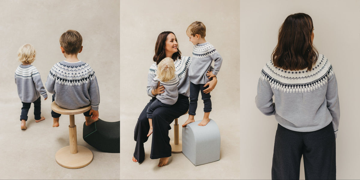 Lille Toni X Jessi – Jessi mit beiden Kindern im Partnerlook Pullover Lou und Noel